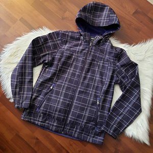 Free Country Purple Plaid Hooded Soft Shell Jacket - Medium
